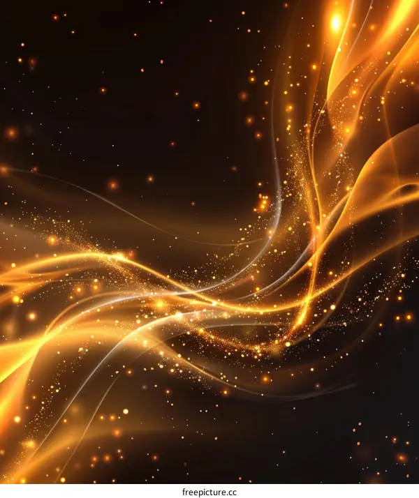 Golden Waves with Glowing Particles