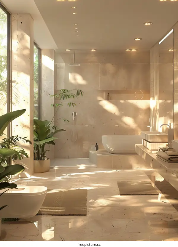 Modern Beige Bathroom Interior Design