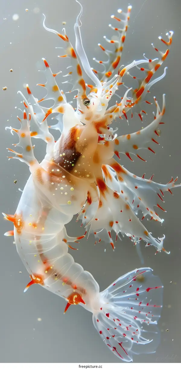 Translucent Orange and Red Siphonophore