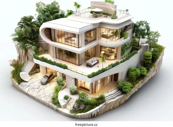 Modern Mansion with Lush Landscaping