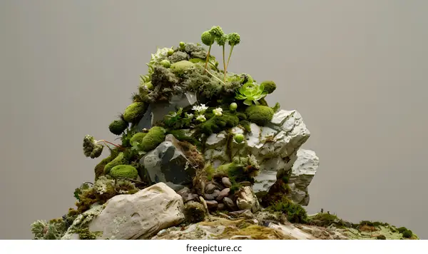 Green Mossy Rock Formation
