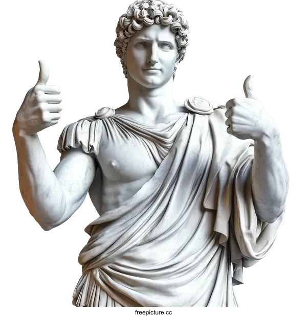 [Transparent Background PNG]Ancient Roman Sculpture of a Man Giving a Thumbs Up