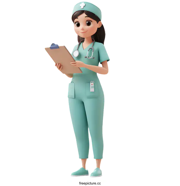 [Transparent Background PNG]Cartoon Illustration of a Female Medical Professional