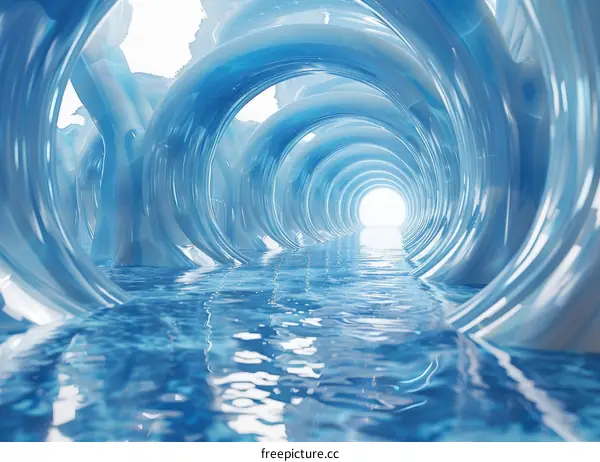 Blue Water Tunnel with Light at the End