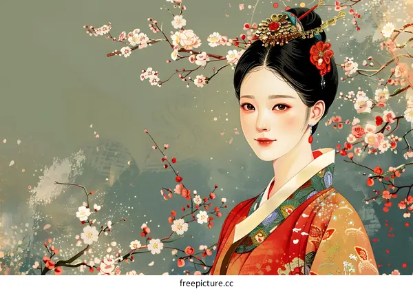 Portrait of a young woman in traditional Chinese clothing