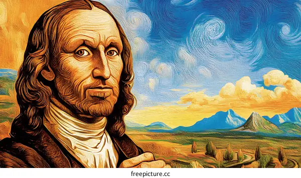 Portrait of a Man in a Landscape Inspired by Van Goghs Starry Night