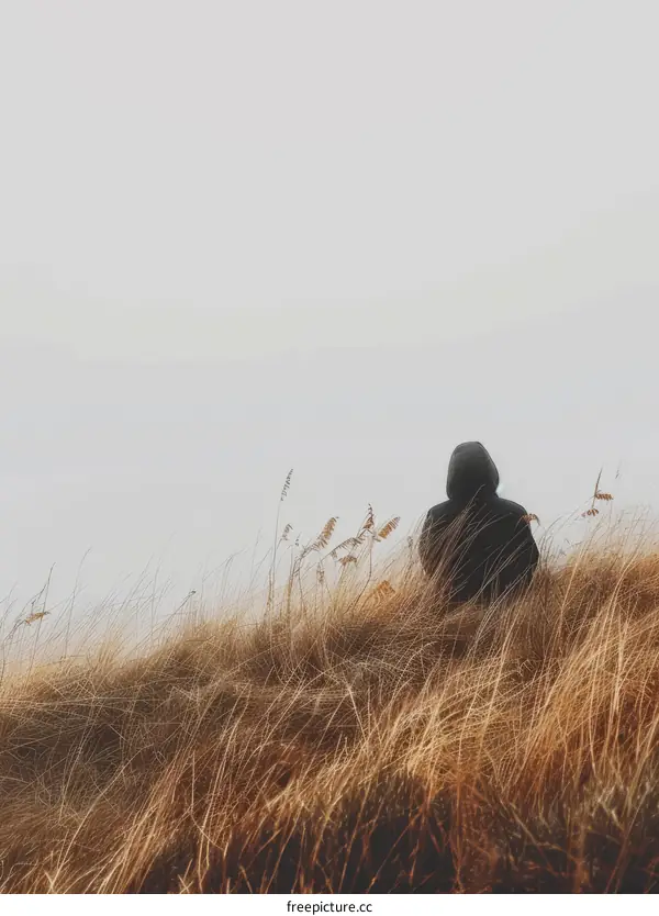 Lonely Person in a Field of Tall Grass