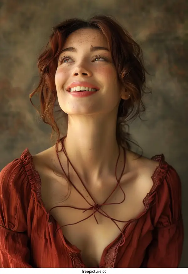 Portrait of a Smiling Woman with Freckles