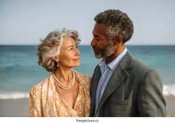 Couple on the Beach Romantic  Mature Adults