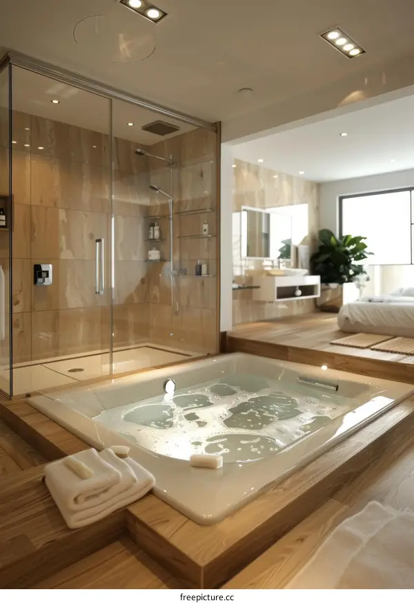 Modern Luxurious Spa Bathroom with Jacuzzi