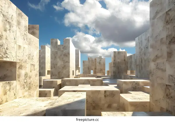 Abstract Architecture With Stone Walls