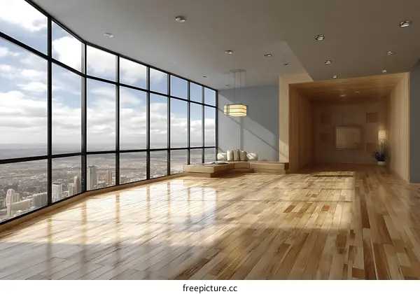 Modern Penthouse Interior with Panoramic City Views