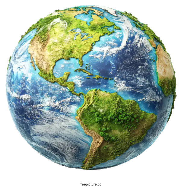 [Transparent Background PNG]Detailed Planet Earth Global Map Illustration