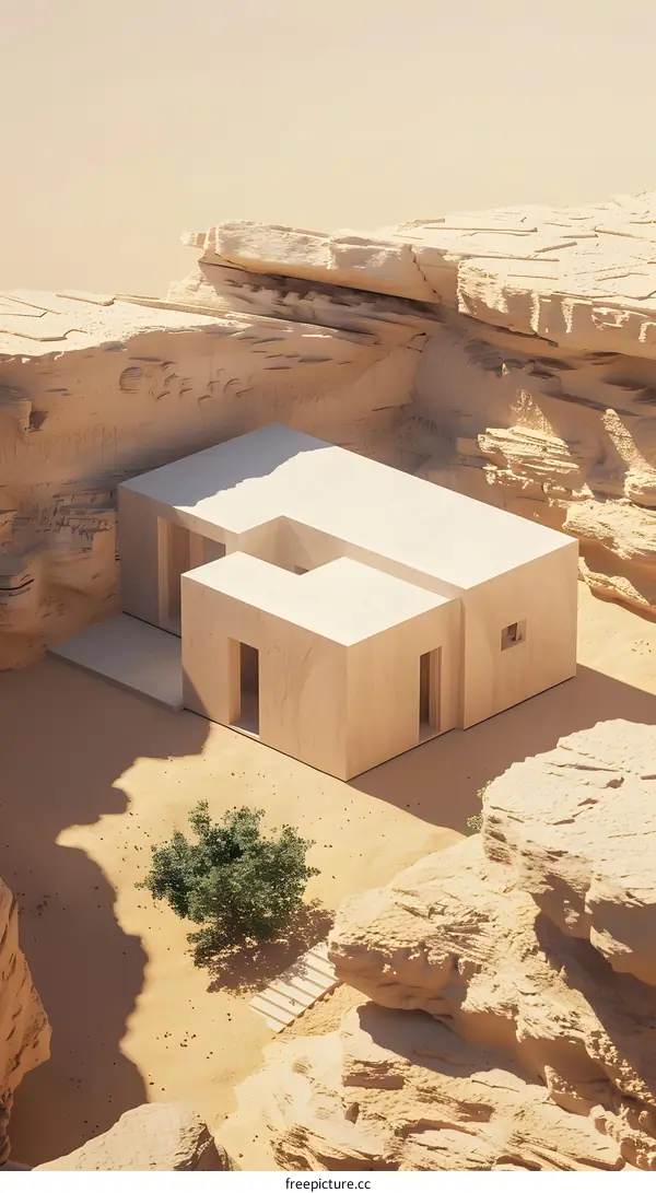 Minimalist House in Desert Canyon