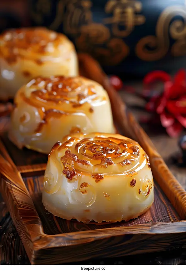 Delicious Chinese Dessert with Rose Pattern