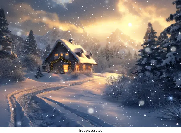 Cozy Cabin in a Snowy Forest Retreat