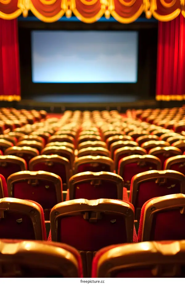 Empty Red Seats in a Theater Auditorium