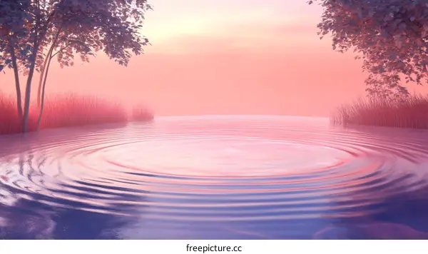 Serene Sunrise Lake Scene Illustration