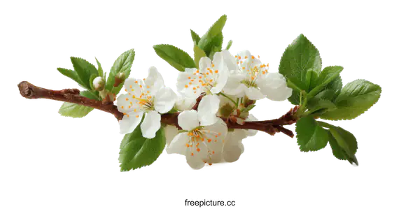[Transparent Background PNG]Spring Blossom Branch on White Background