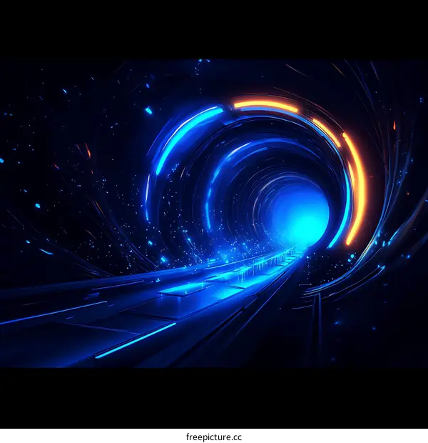 Abstract Futuristic Neon Tunnel