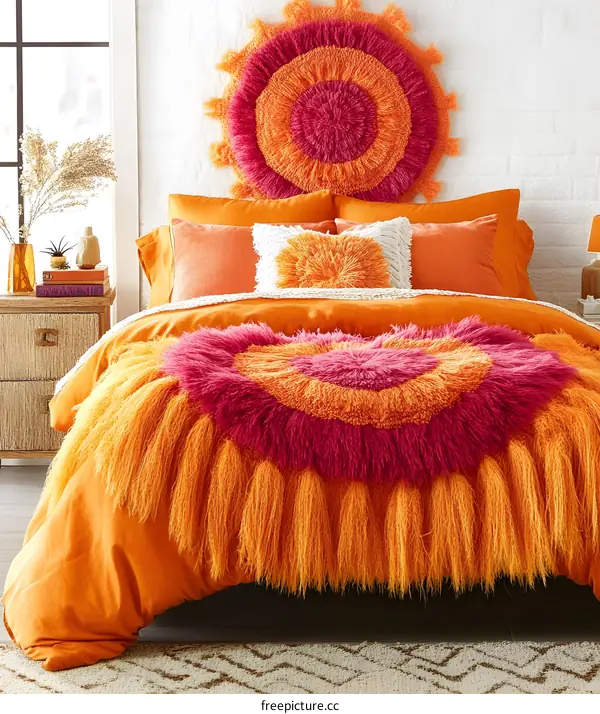 Orange and Pink Bohemian Bedroom Decor