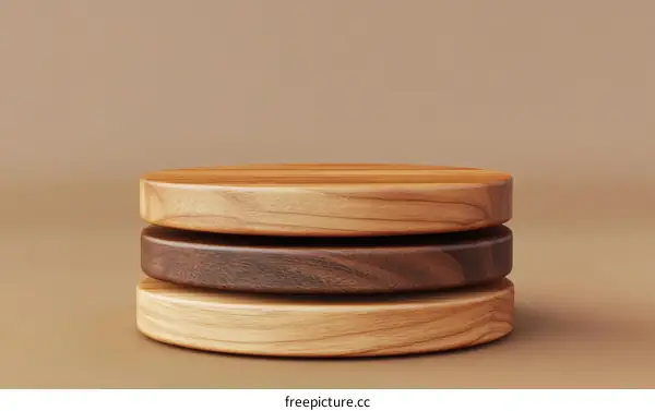 Wooden Display Podiums in Light Brown and Dark Brown Tones