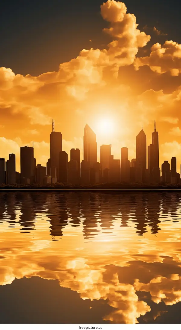 Chicago skyline at sunset