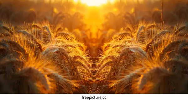 Golden Wheat Field Bathed in Warm Sunlight