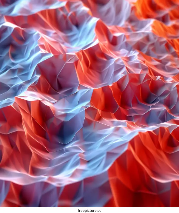Abstract Mountain Terrain in Red and Blue