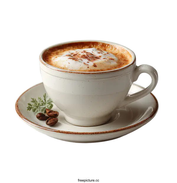 [Transparent Background PNG]Creamy Cappuccino in a White Cup