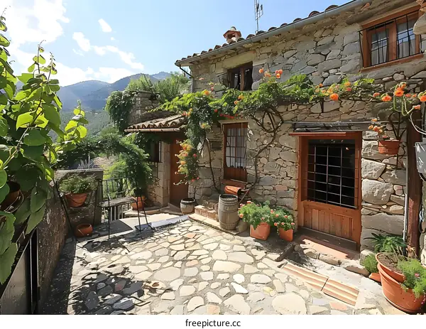 Stone house in a small village