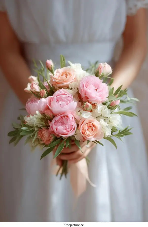 Elegant Wedding Bouquet Held by a Woman