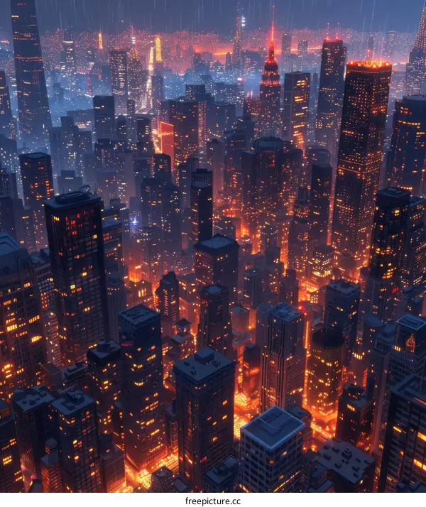 Night Cityscape Metropolis Lights