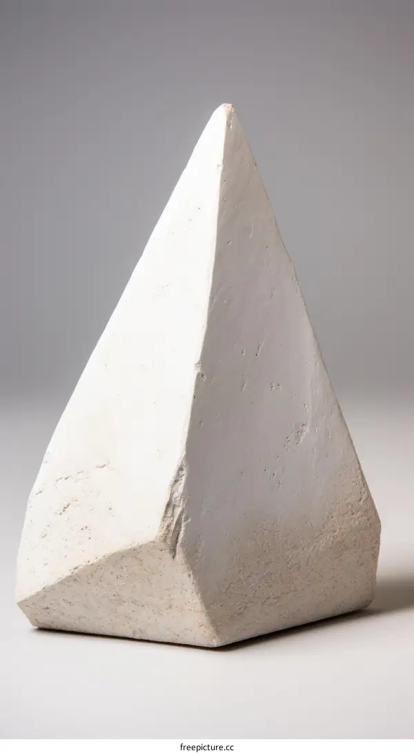 An abstract sculpture of a pyramid made of marble