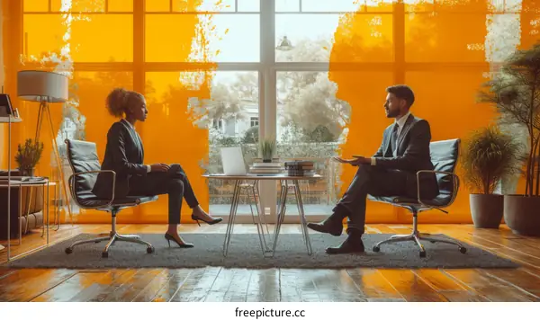 Modern Office Meeting: Collaboration and Innovation