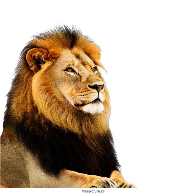[Transparent Background PNG]Majestic Lion Portrait Against White Background