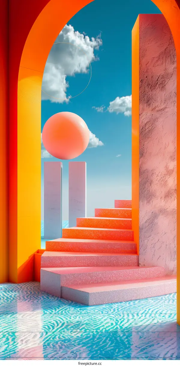 Abstract Colorful Architectural Staircase Design