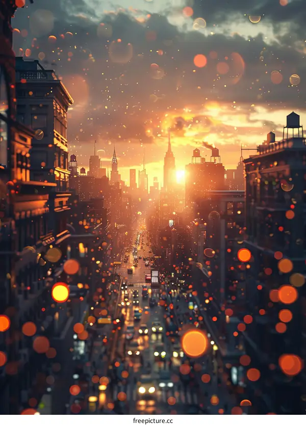 City Sunset with Bokeh