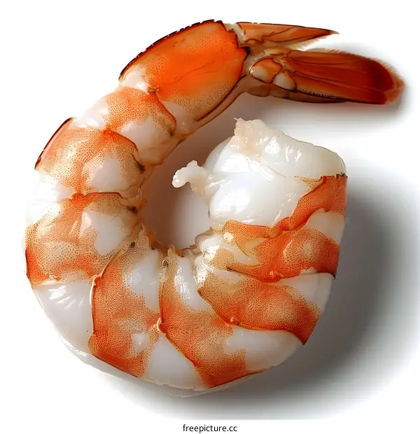Cooked Shrimp on White Background
