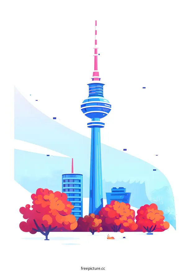 Illustration of a Tower with Trees