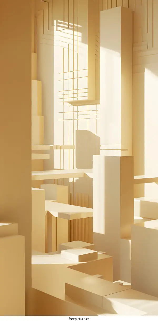 Minimalist Abstract 3D Rendered Geometric Shapes Design Background