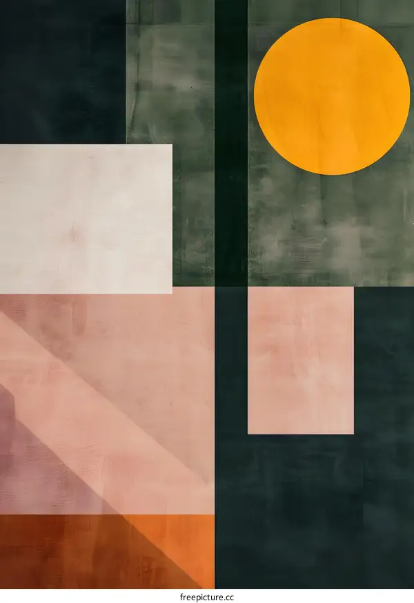 Abstract Geometric Shapes with Yellow Circle