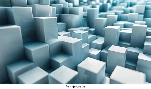 Blue and Gray 3D Cubes Abstract Background