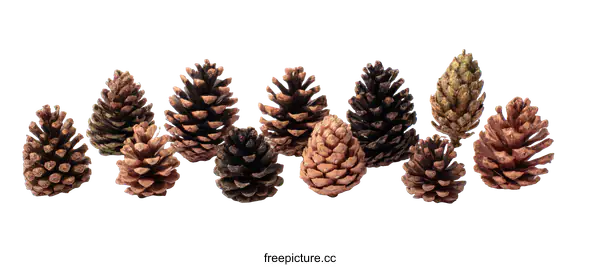 [Transparent Background PNG]Collection of Assorted Pine Cones on White Background