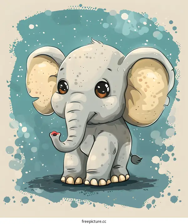 Cute Cartoon Baby Elephant Illustration
