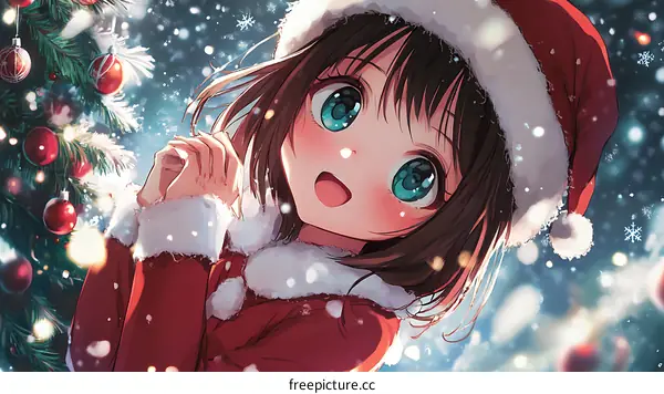 Christmas Girl with Excited Expression