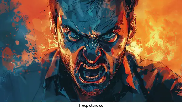 man face closeup portrait angry screaming