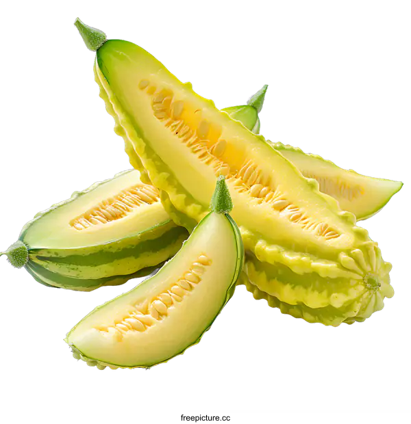 [Transparent Background PNG]Freshly cut Korean melon on white background