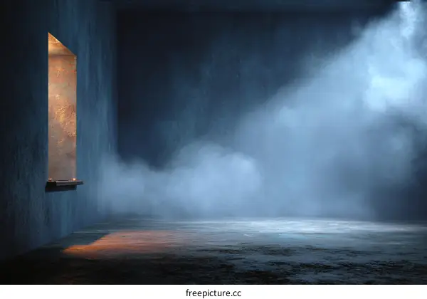 Abstract Empty Industrial Space with Fog