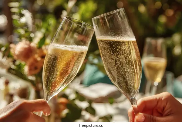 Celebration Cheers with Sparkling Wine Glasses
